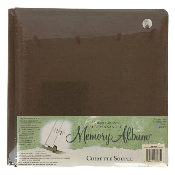 Westrim Crafts Memory Album 12x12 Brown Leatherette Strap Hinge Scrapbook - Picture 4 of 7